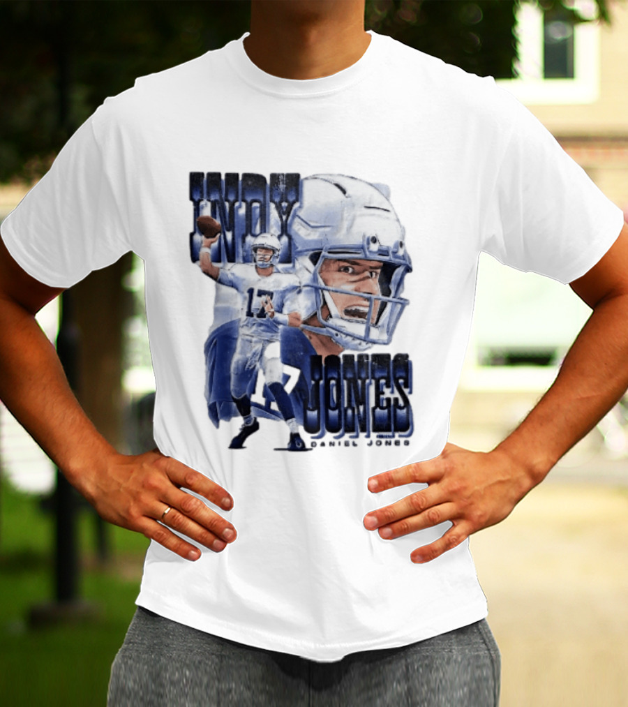 Indy Jones Football Quarterback Throwing Action Close Up Helmet T-Shirt