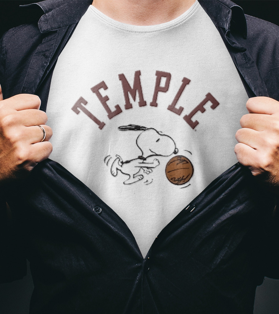 Temple Owls Snoopy Dribbling Basketball NCAA Cartoon T-Shirt