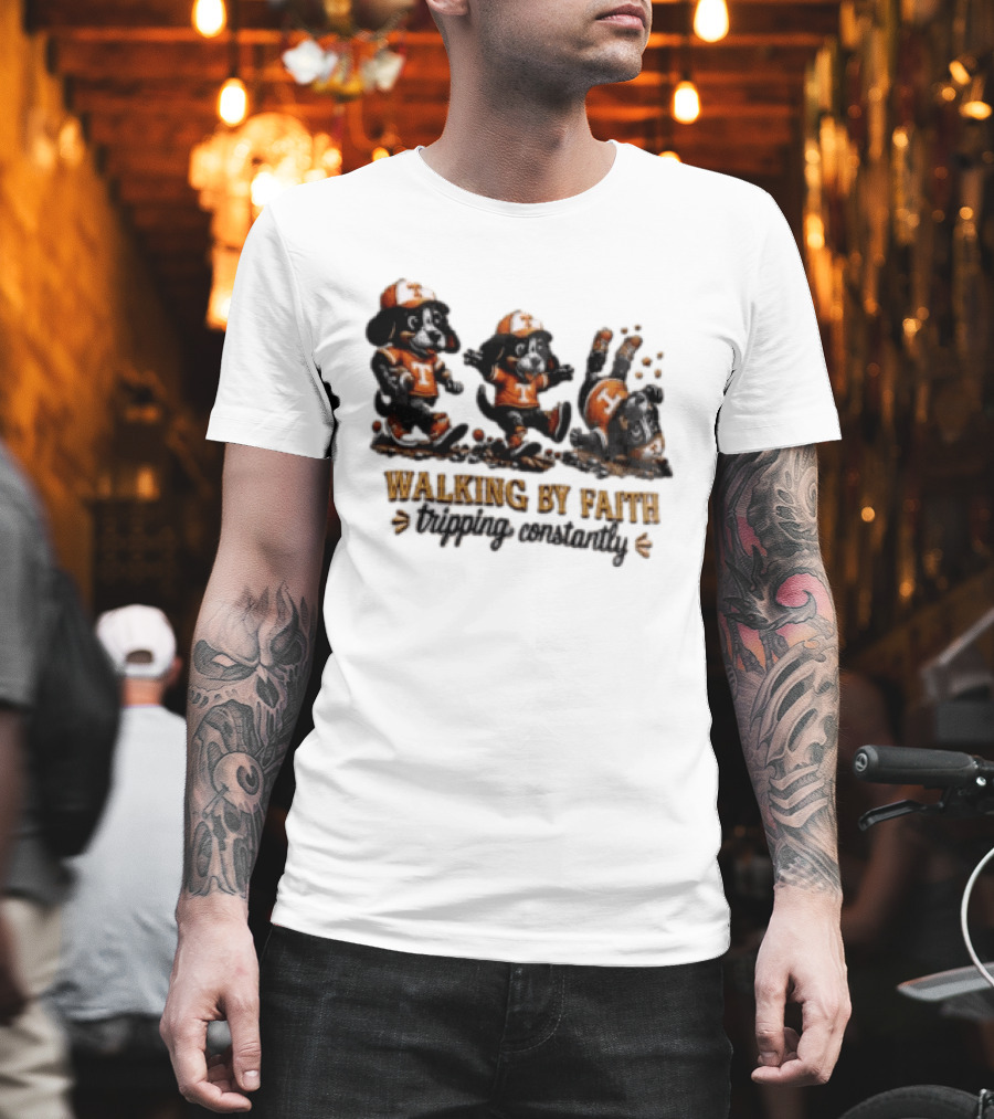 Tennessee Volunteers Walking By Faith Tripping Constantly Puppy T-Shirt