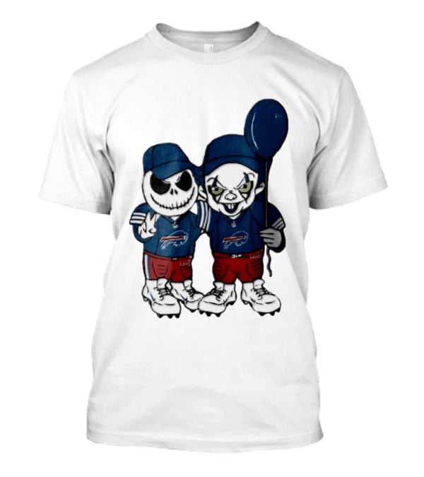 Buffalo Bills Halloween 2026 Jack Skellington Clown Balloon Football T-Shirt