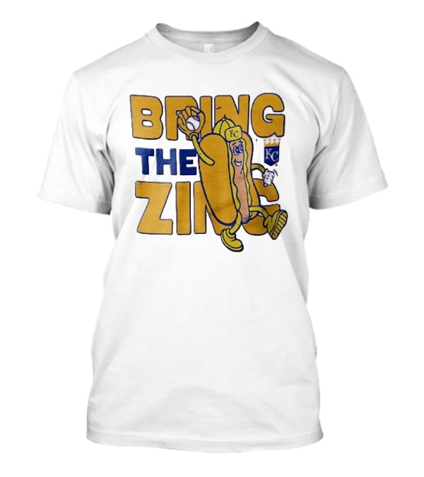 Kansas City Royals Bring The Zing Cartoon Hot Dog KC Baseball Glove T-Shirt
