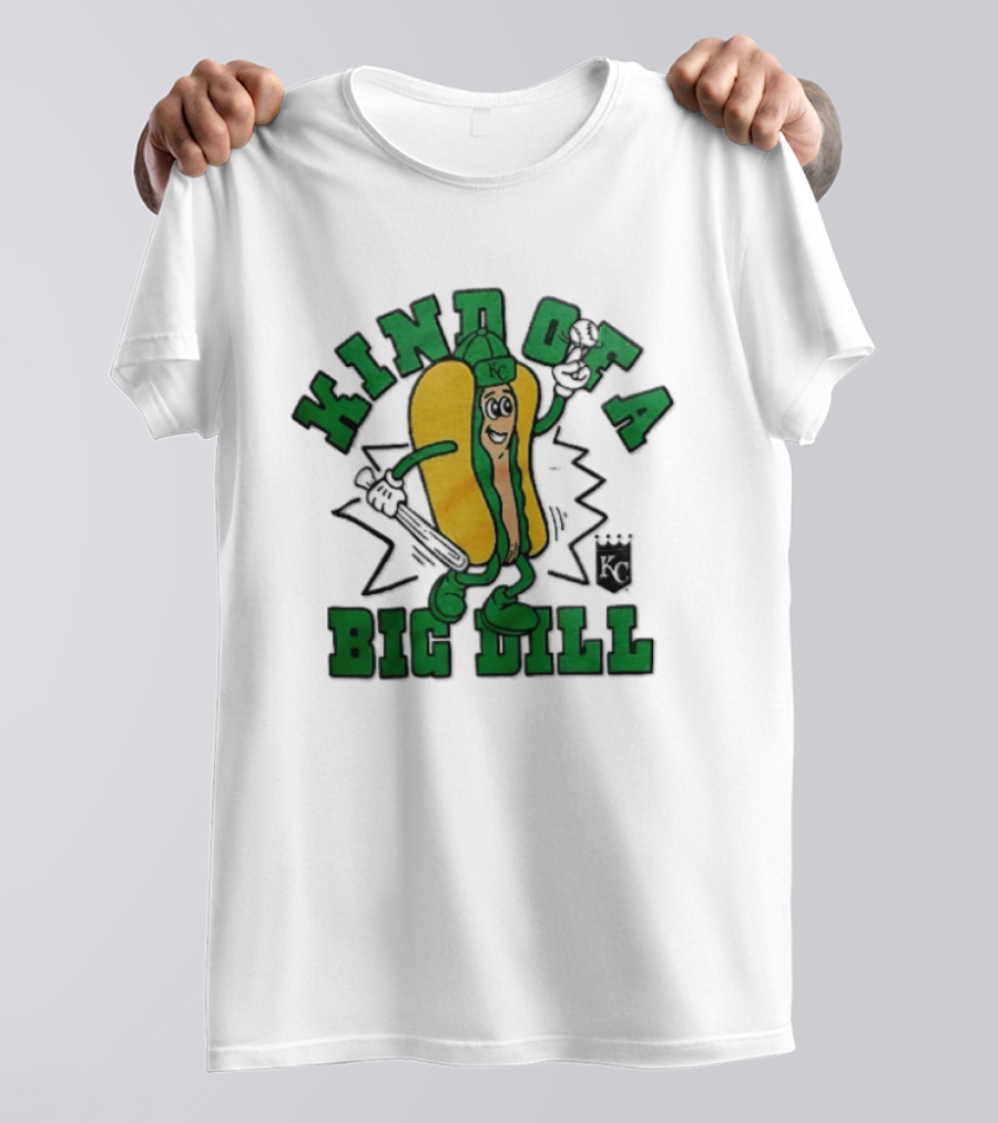 Kansas City Royals MLB Kinda Of A Big Dill Cartoon Pickle Hot Dog KC T-Shirt