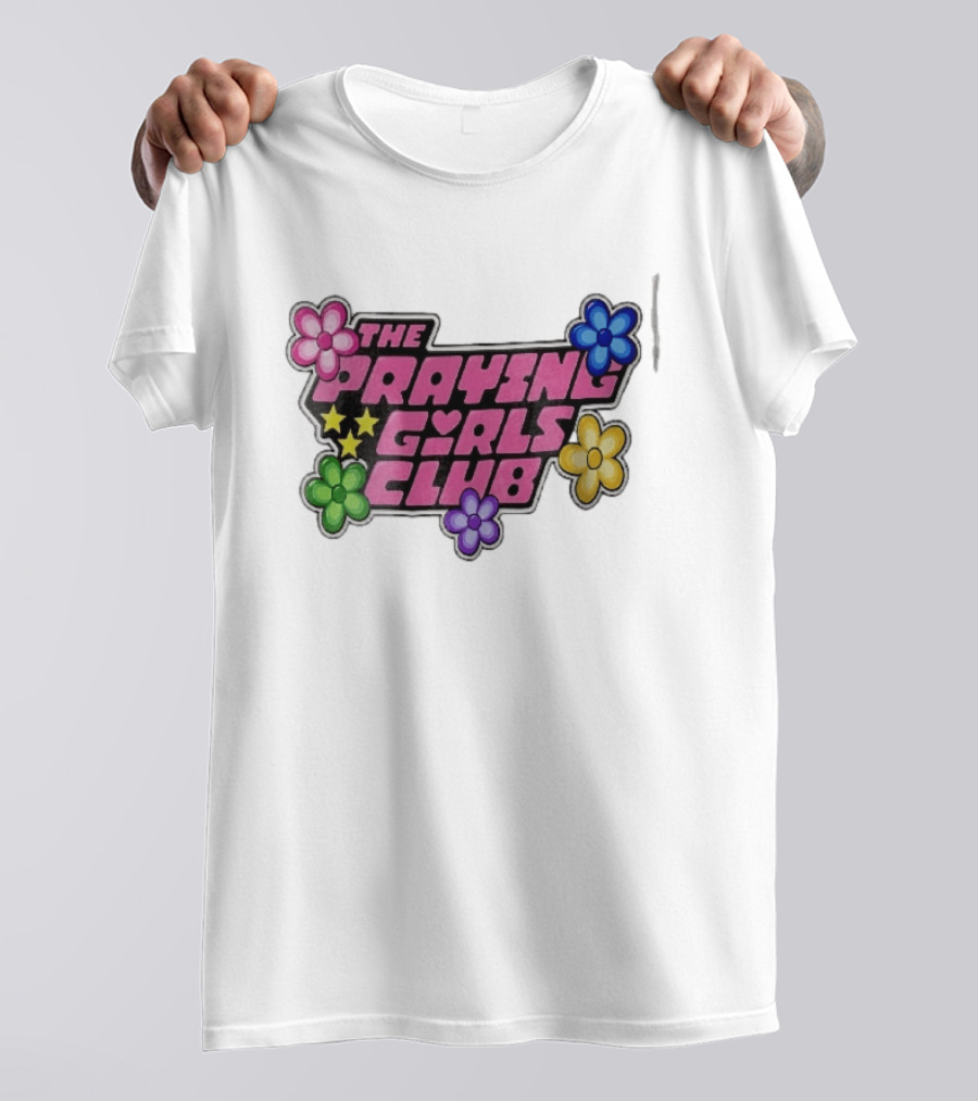 The Praying Girls Club Pink Floral Stars Flower Bubble T-Shirt