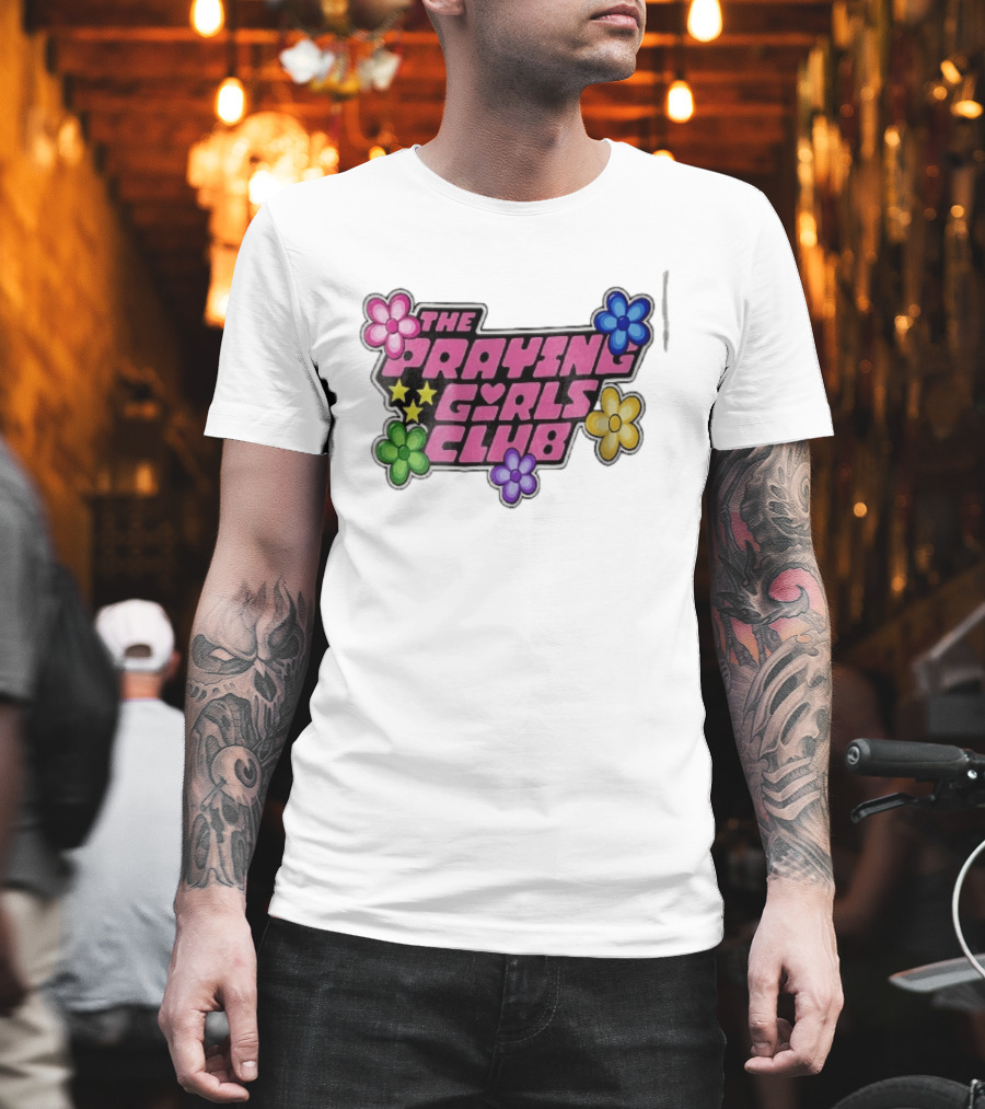 The Praying Girls Club Pink Floral Stars Flower Bubble T-Shirt