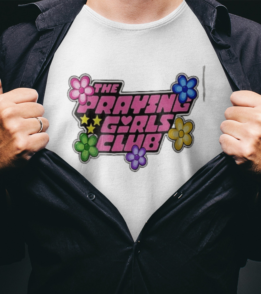 The Praying Girls Club Pink Floral Stars Flower Bubble T-Shirt