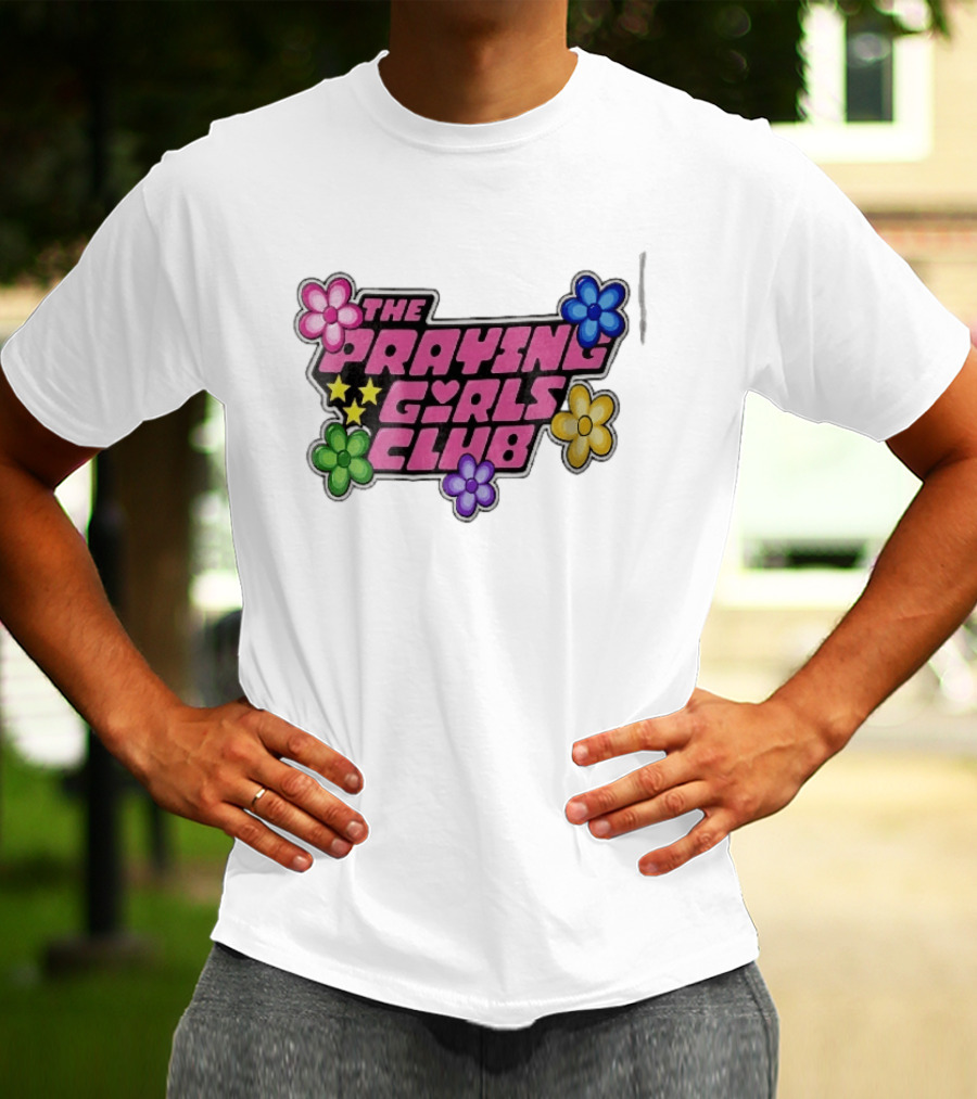 The Praying Girls Club Pink Floral Stars Flower Bubble T-Shirt