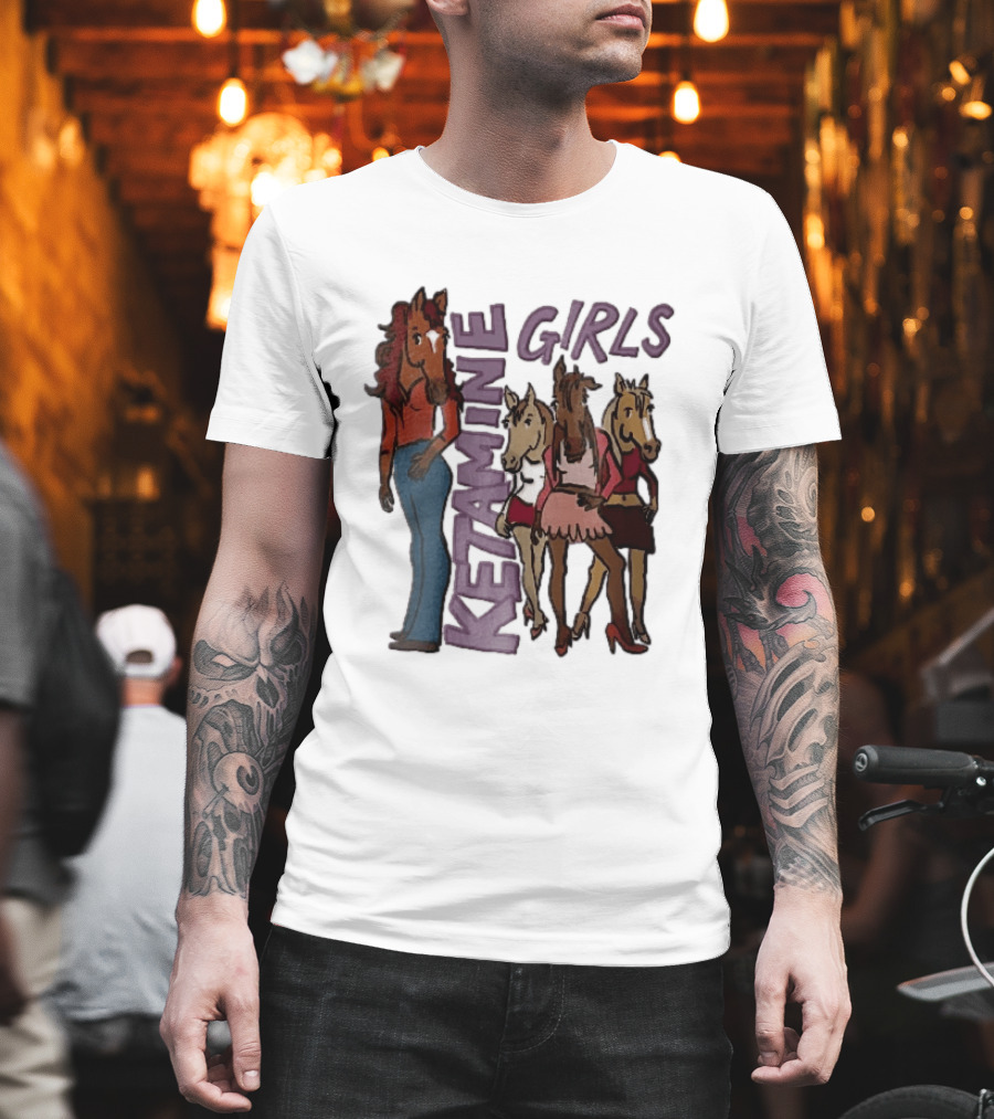 Ketamine Girls Cartoon Anthropomorphic Female Horses Fashion Outfits T-Shirt