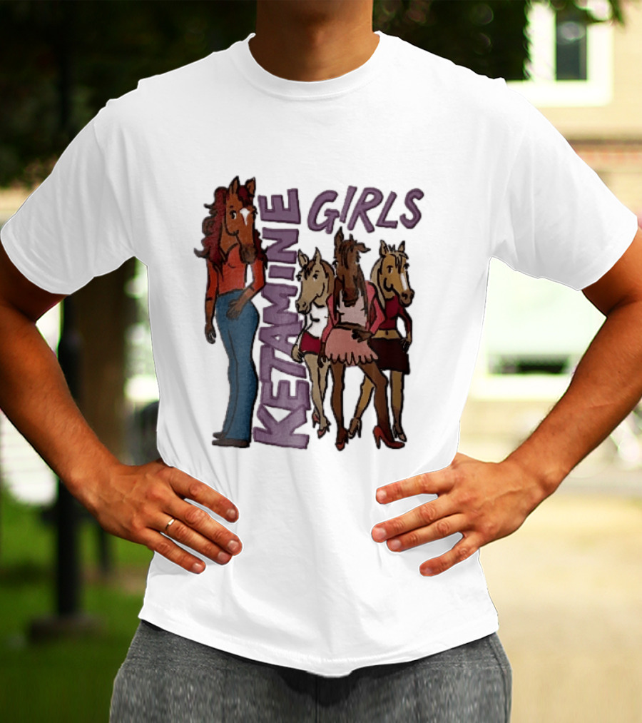 Ketamine Girls Cartoon Anthropomorphic Female Horses Fashion Outfits T-Shirt