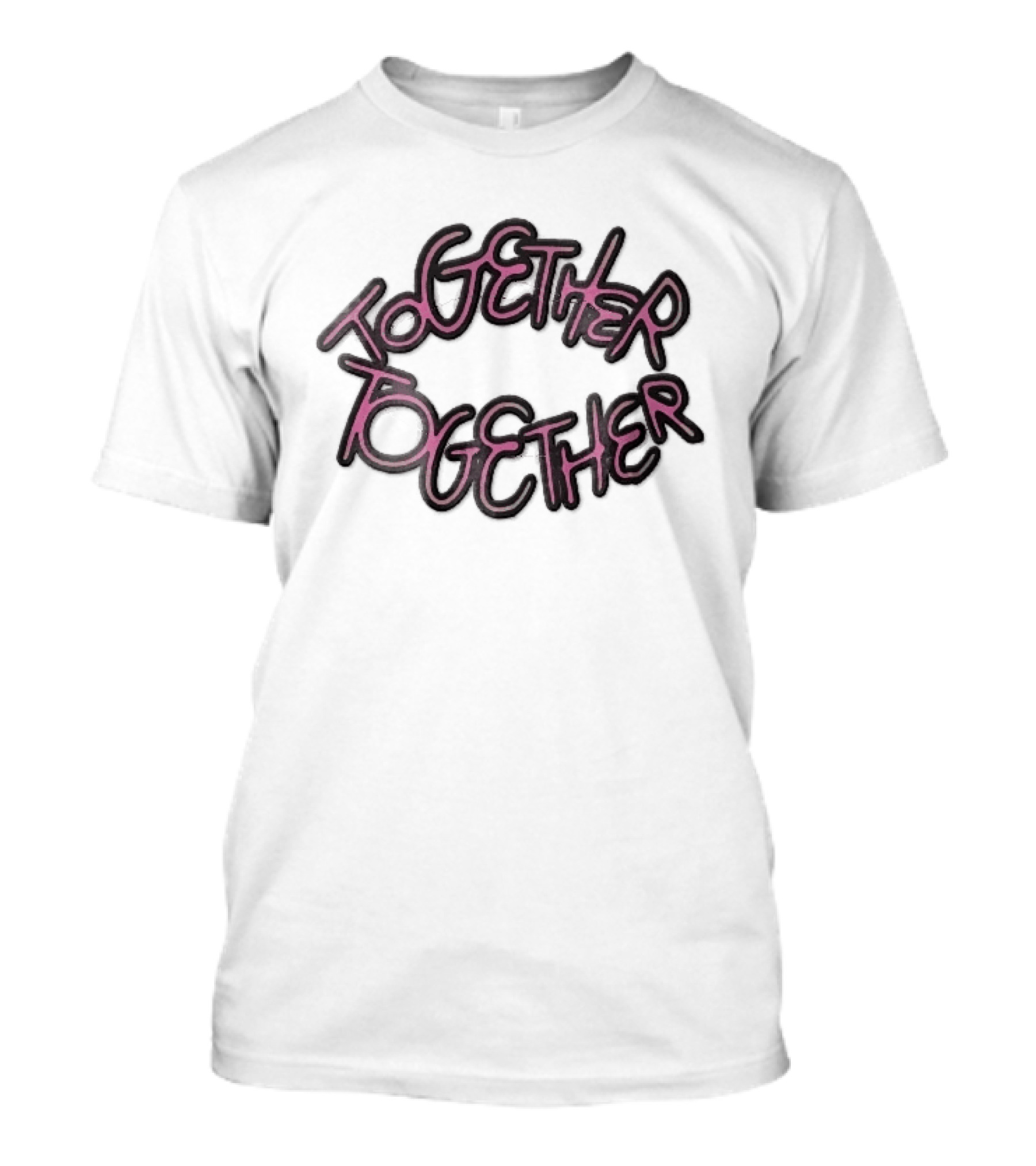 TOGETHER Pink Neon Script Lettering T-Shirt