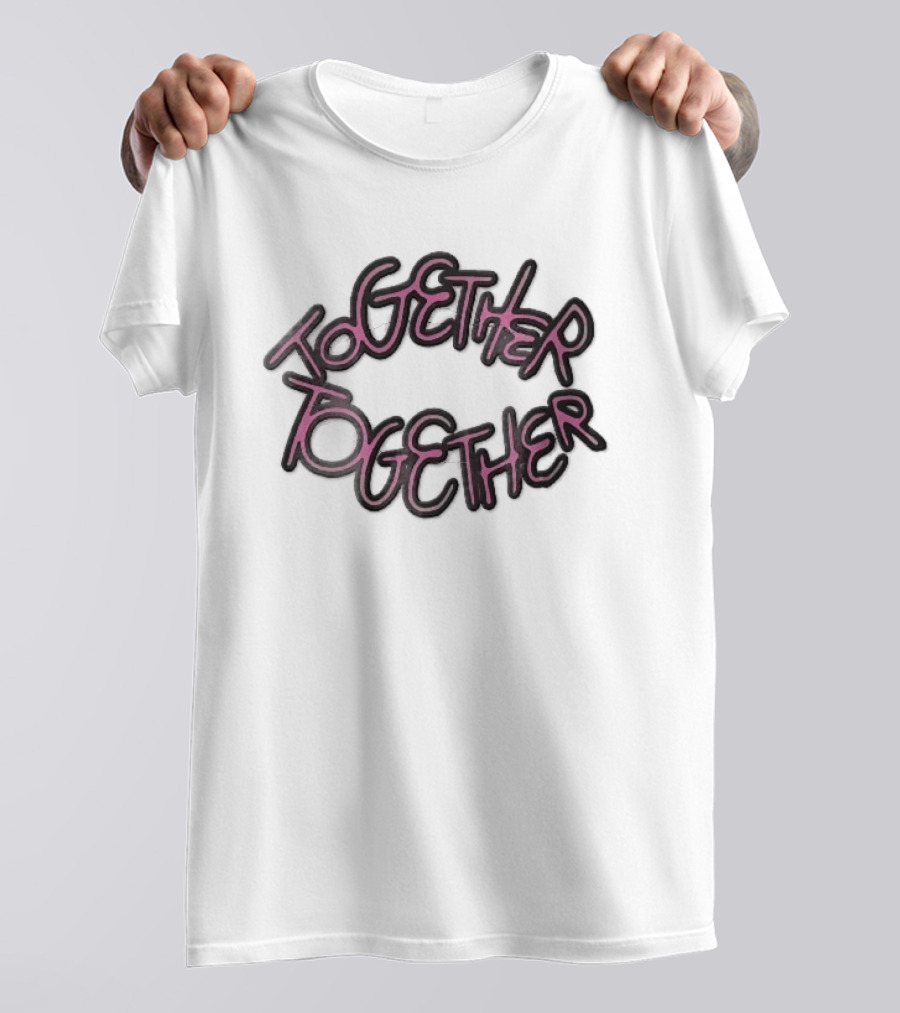 TOGETHER Pink Neon Script Lettering T-Shirt