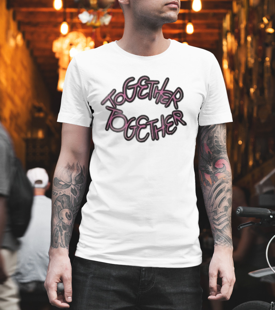 TOGETHER Pink Neon Script Lettering T-Shirt