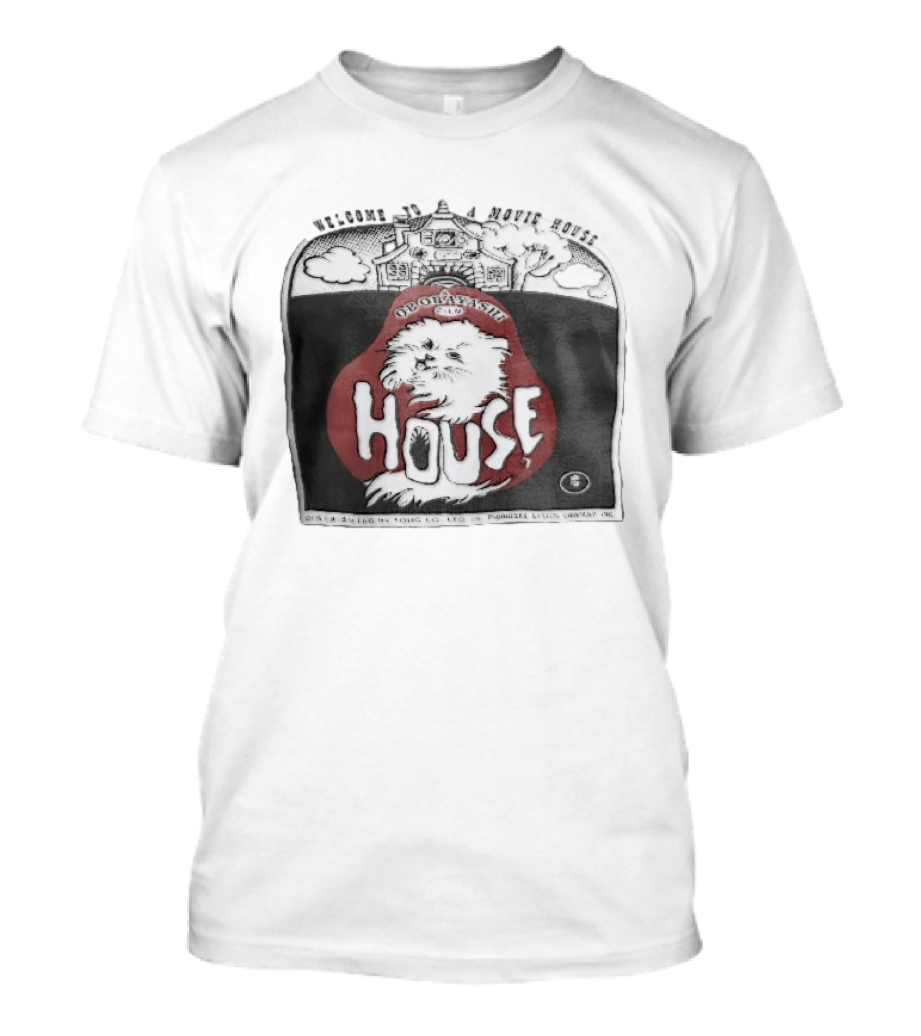 Welcome To A Movie House Ob Obayashi Film Toho Co Ltd Fluffy White Cat T-Shirt