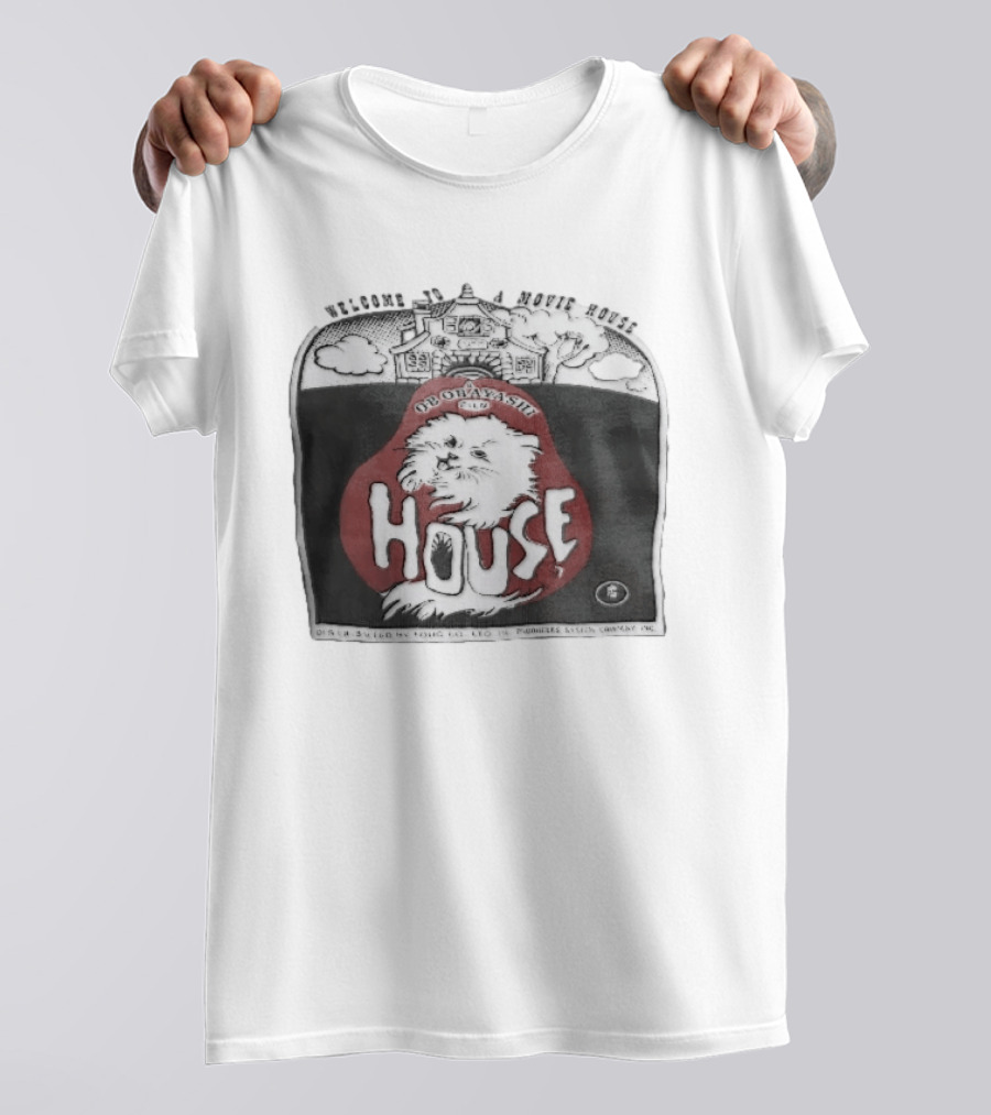 Welcome To A Movie House Ob Obayashi Film Toho Co Ltd Fluffy White Cat T-Shirt