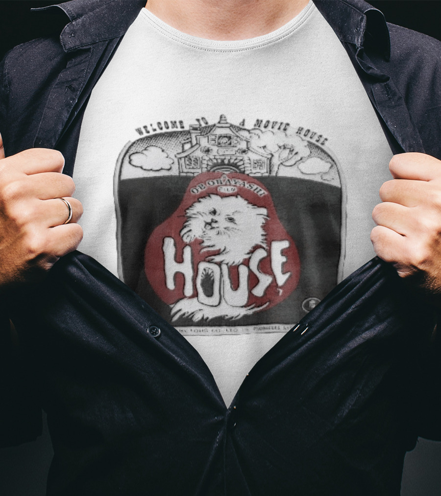 Welcome To A Movie House Ob Obayashi Film Toho Co Ltd Fluffy White Cat T-Shirt