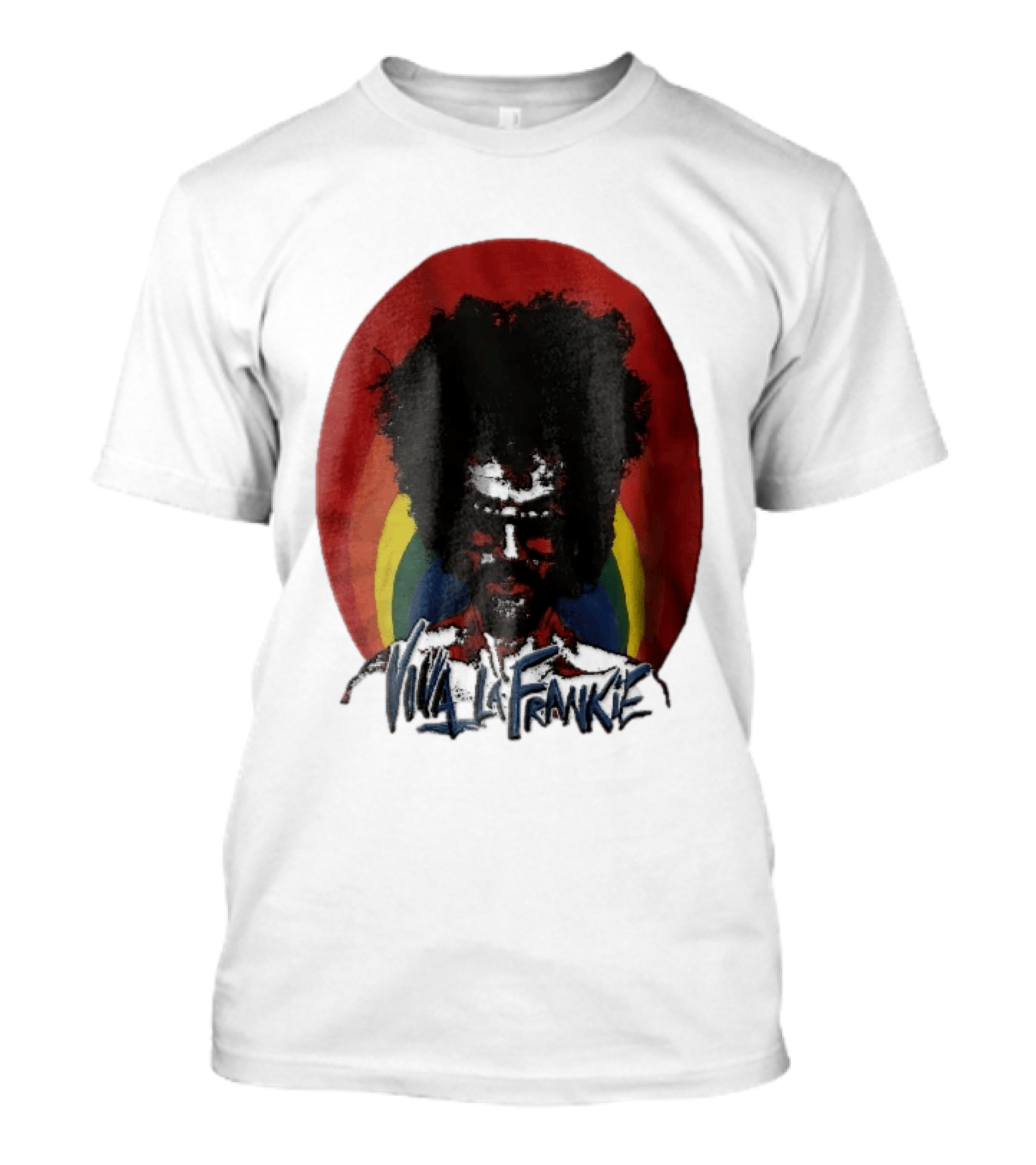 Viva LA Frankie Afro Man Glasses Rainbow Oval T-Shirt