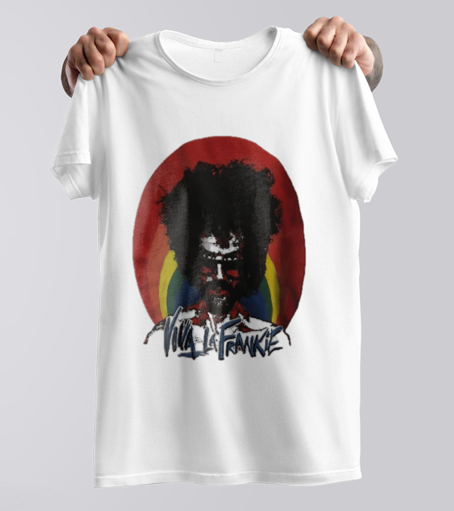 Viva LA Frankie Afro Man Glasses Rainbow Oval T-Shirt