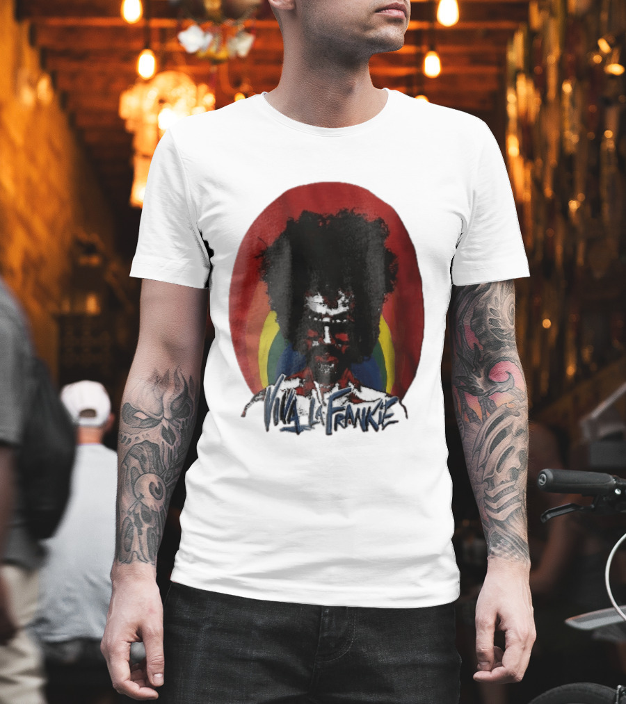Viva LA Frankie Afro Man Glasses Rainbow Oval T-Shirt