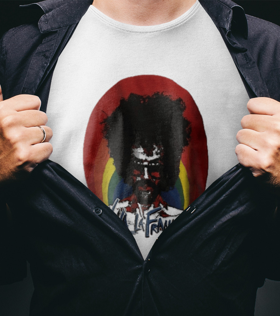 Viva LA Frankie Afro Man Glasses Rainbow Oval T-Shirt