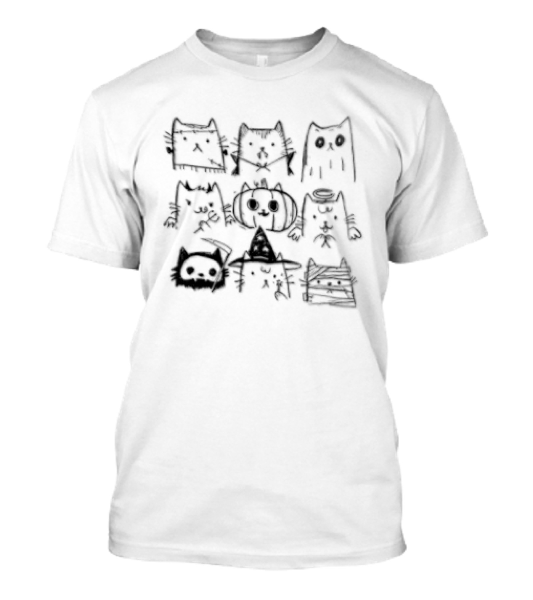 Woot Trick Or Cats Halloween Feline Faces T-Shirt