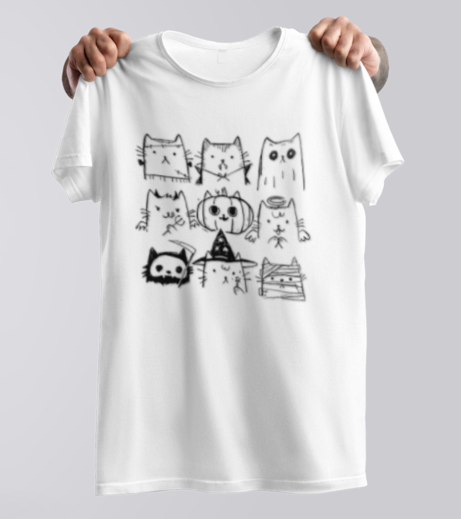 Woot Trick Or Cats Halloween Feline Faces T-Shirt