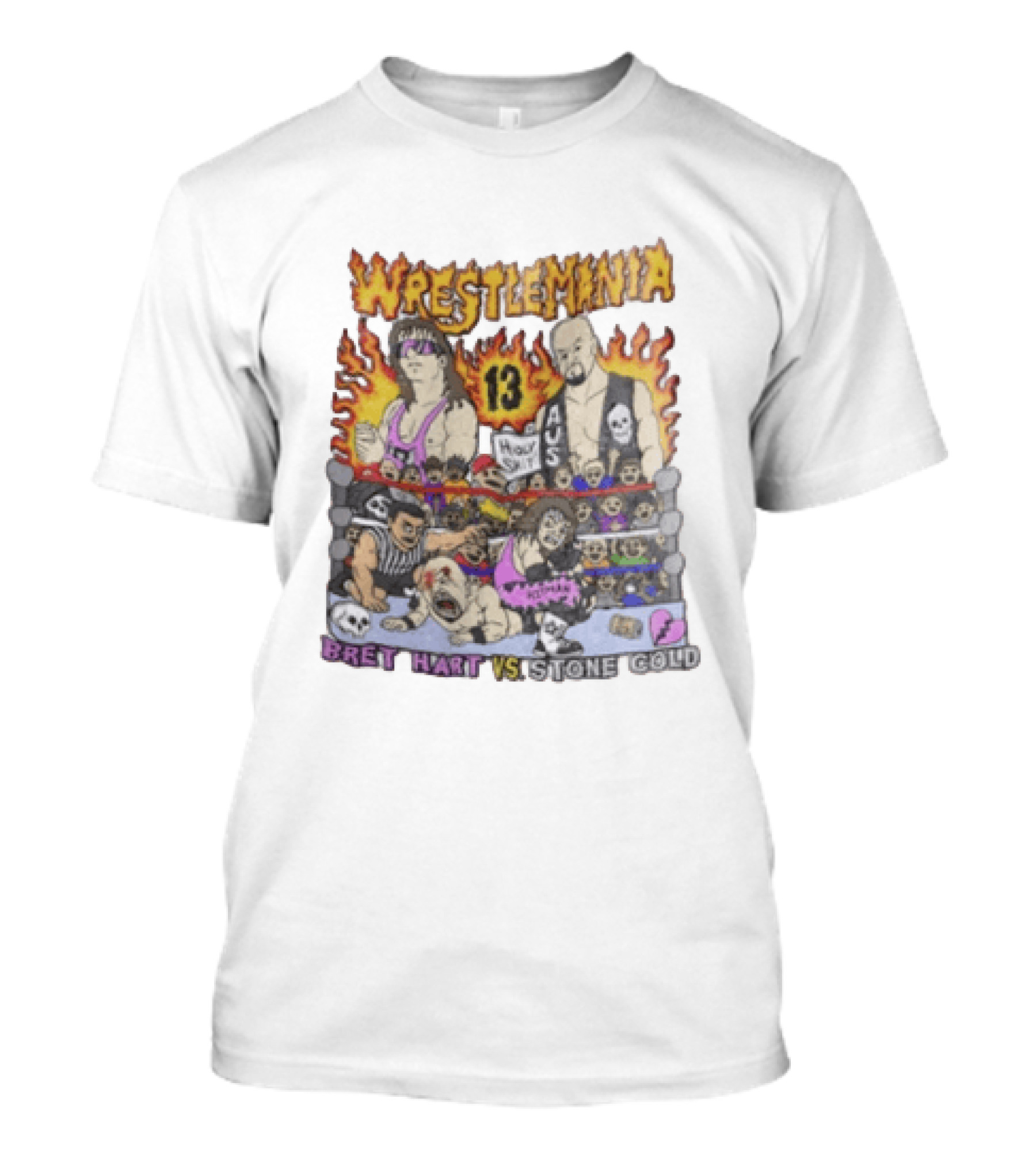 Wrestlemania 13 Bret Hart Vs Stone Cold Steve Austin Holy Shit Vintage Wrestling Battle T-Shirt