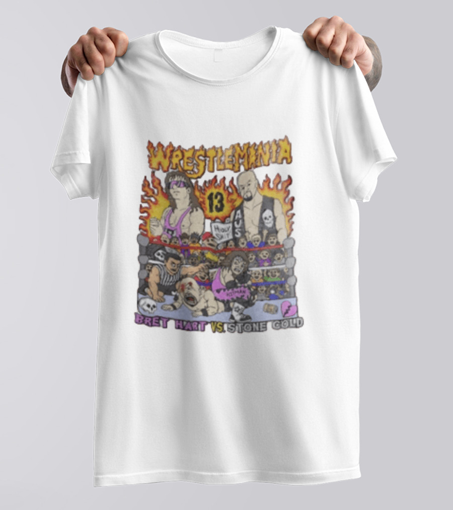 Wrestlemania 13 Bret Hart Vs Stone Cold Steve Austin Holy Shit Vintage Wrestling Battle T-Shirt