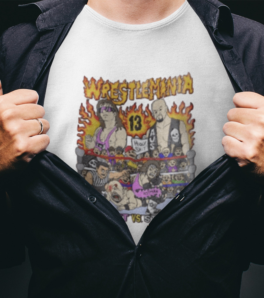 Wrestlemania 13 Bret Hart Vs Stone Cold Steve Austin Holy Shit Vintage Wrestling Battle T-Shirt