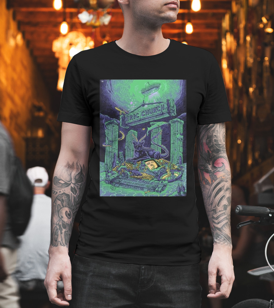 Eric Church Soaring Eagle Casino Resort 2026 Mt Pleasant MI August 14 Mythical Panther And Serpent T-Shirt