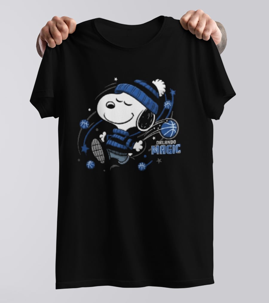 Snoopy Orlando Magic NBA Striped Beanie Basketball Stars T-Shirt
