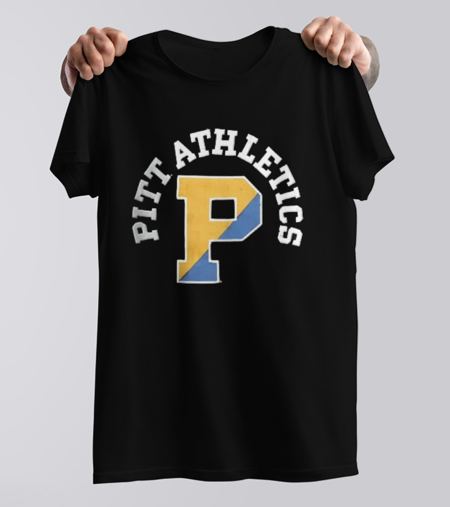 Pitt Athletics P Split Yellow Blue Block Letter Pittsburgh Panthers NCAA T-Shirt