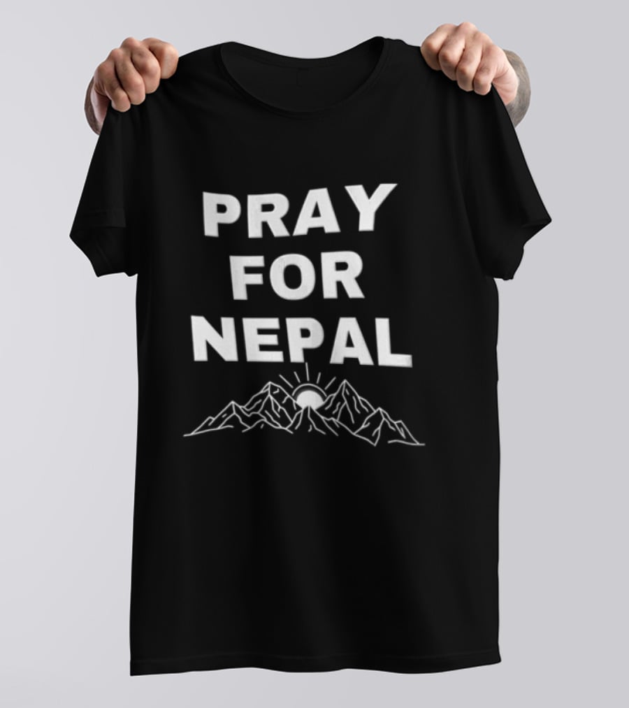 Pray For Nepal Himalayan Mountain Sun Relief Support T-Shirt