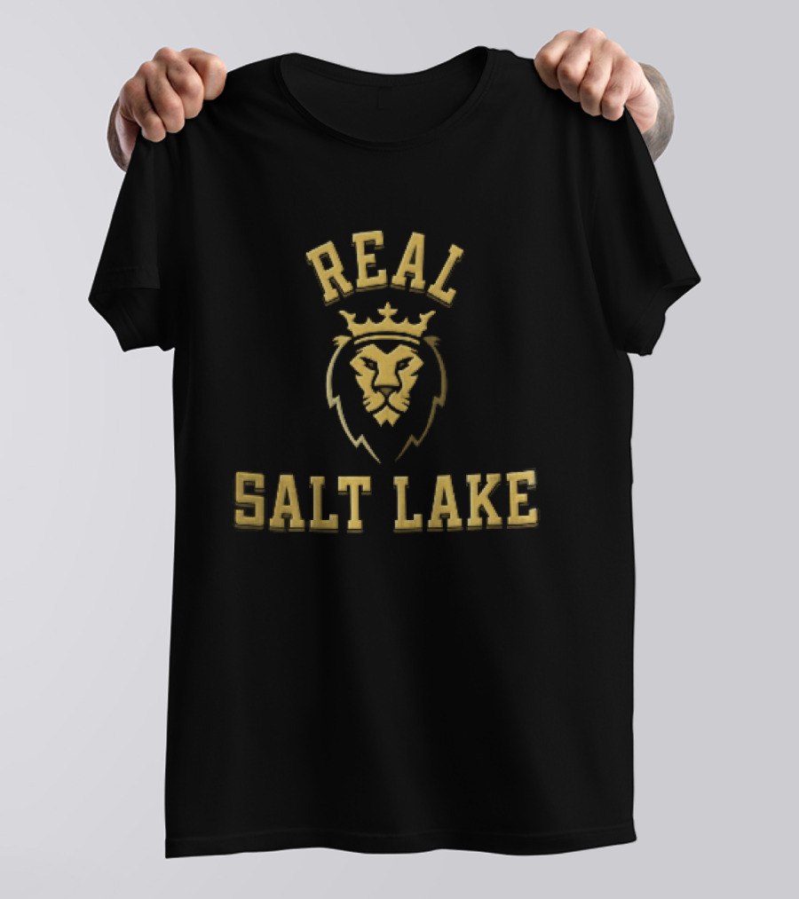Real Salt Lake MLS Gold Maroon Crowned Lion Head T-Shirt