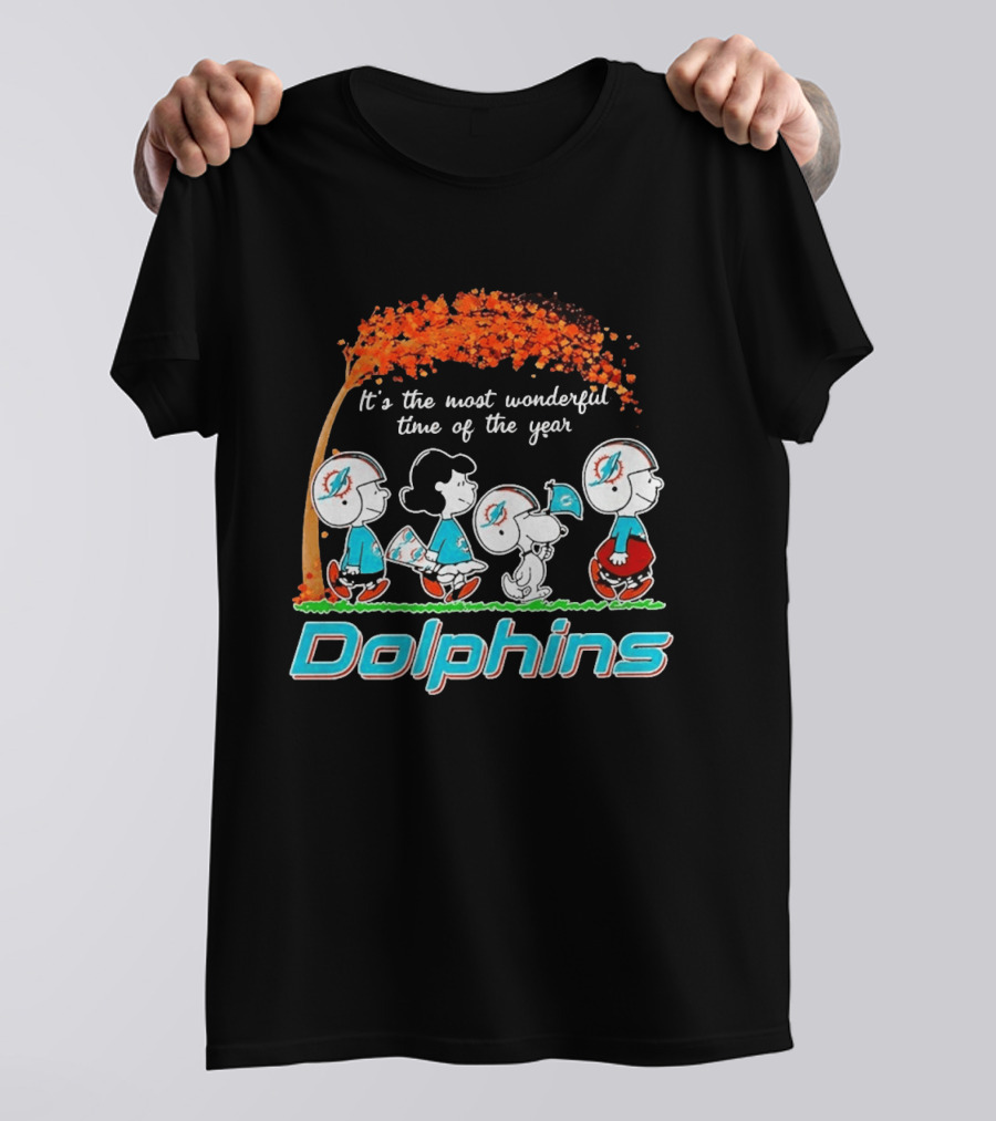 Peanuts Miami Dolphins It's The Most Wonderful Time Of The Year Halloween 2026 T-Shirt