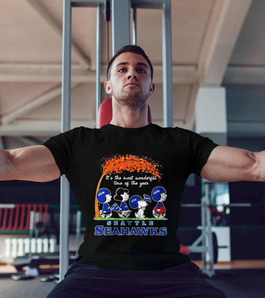 Seattle Seahawks Peanuts It's The Most Wonderful Time Of The Year 2026 T-Shirt