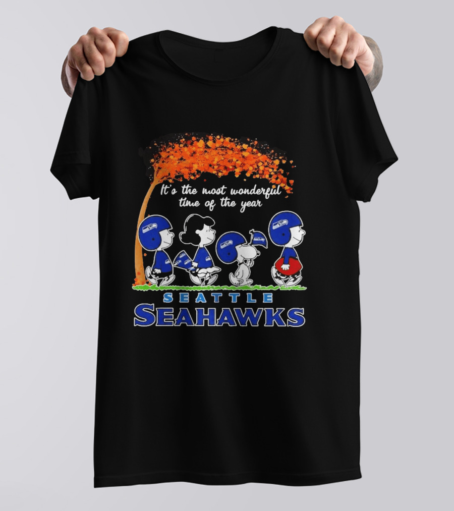 Seattle Seahawks Peanuts It's The Most Wonderful Time Of The Year 2026 T-Shirt
