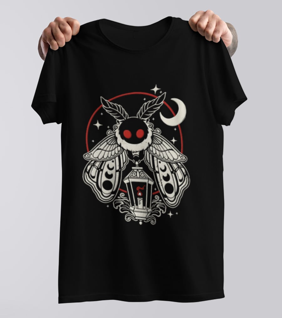 Mothman Lantern Moon Stars T-Shirt
