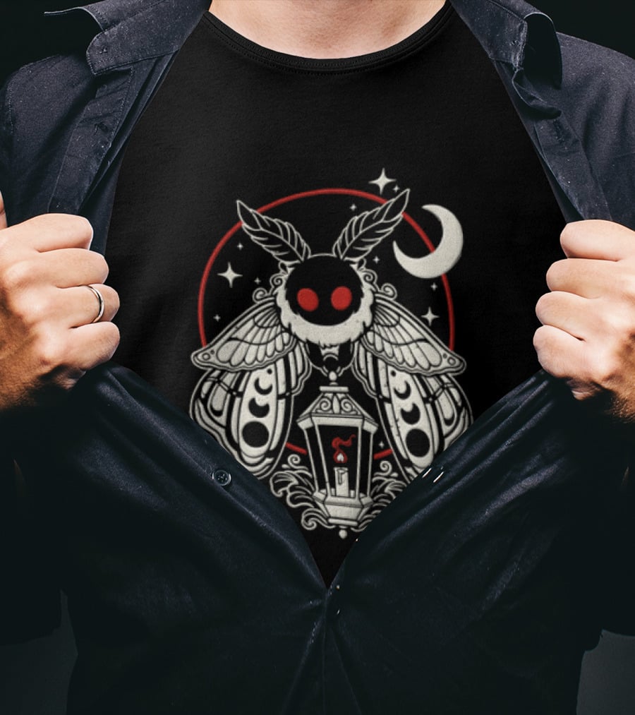 Mothman Lantern Moon Stars T-Shirt