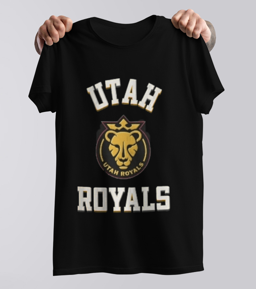 Utah Royals Varsity Lettering Lioness Crown Crest NWSL T-Shirt