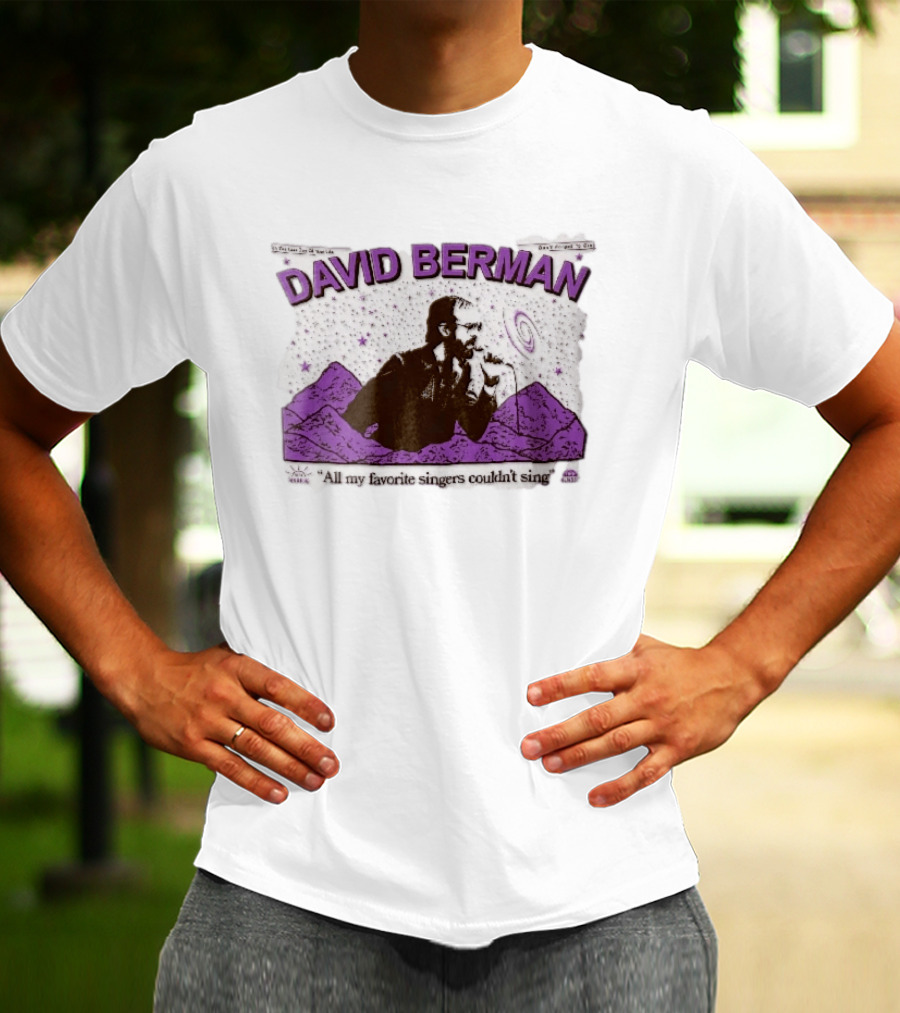 David Berman 1967 2019 All My Favorite Singers Couldnt Sing Microphone Mountains Galaxy Stars Halftone T-Shirt