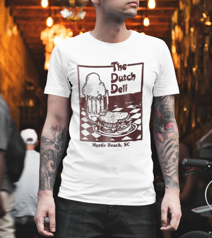 The Dutch Deli Myrtle Beach SC Beer Sandwich Checkered T-Shirt