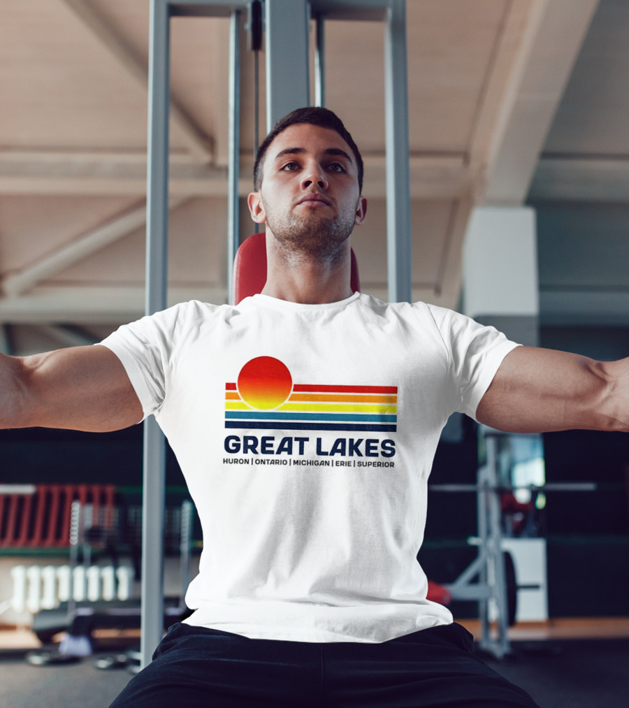 Great Lakes Huron Ontario Michigan Erie Superior Sunset T-Shirt