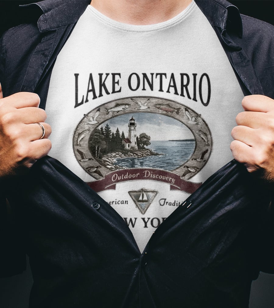 Lake Ontario New York Outdoor Discovery American Tradition 90s Nostalgia Camping Boating Fishing T-Shirt