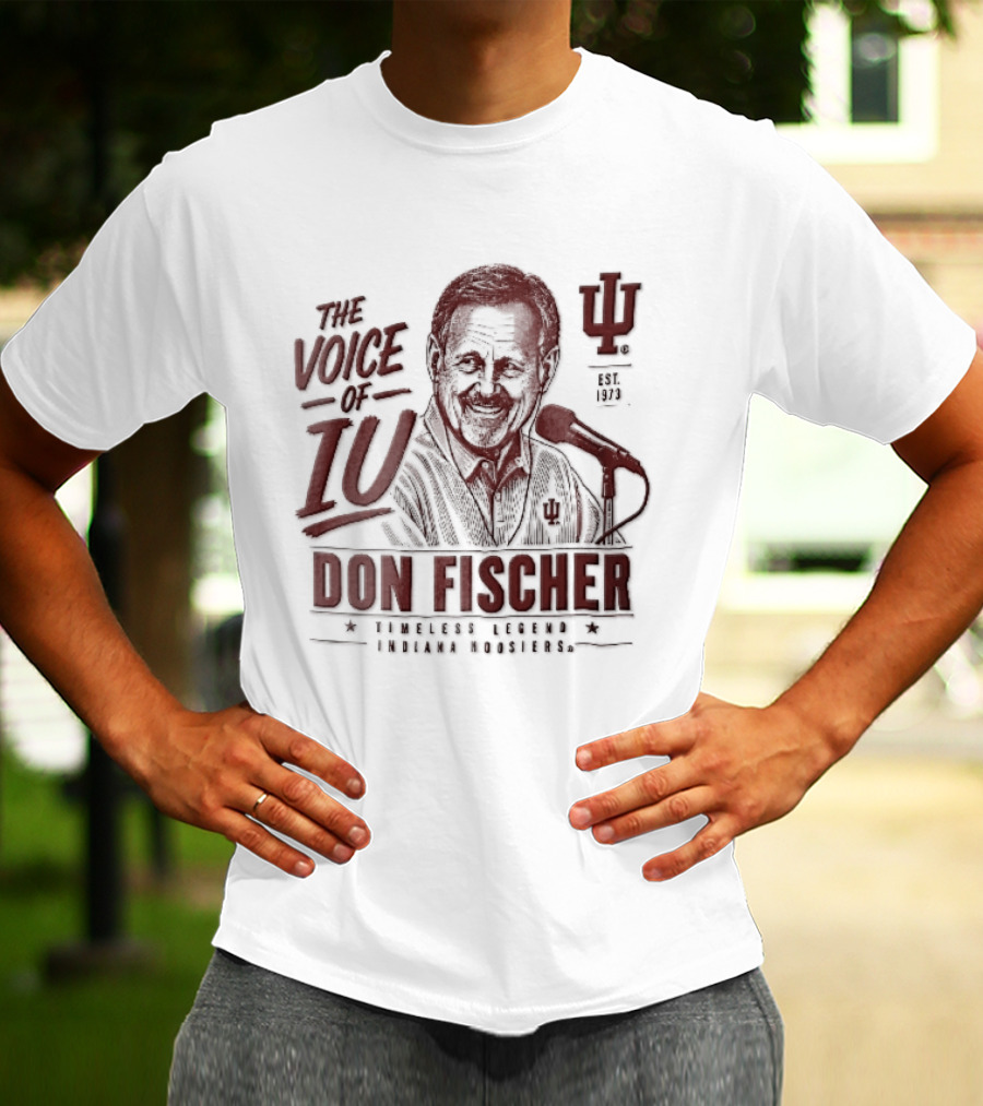 Indiana Hoosiers NCAA The Voice Of IU Don Fischer Timeless Legend Est 1973 Radio Announcer Microphone Line T-Shirt