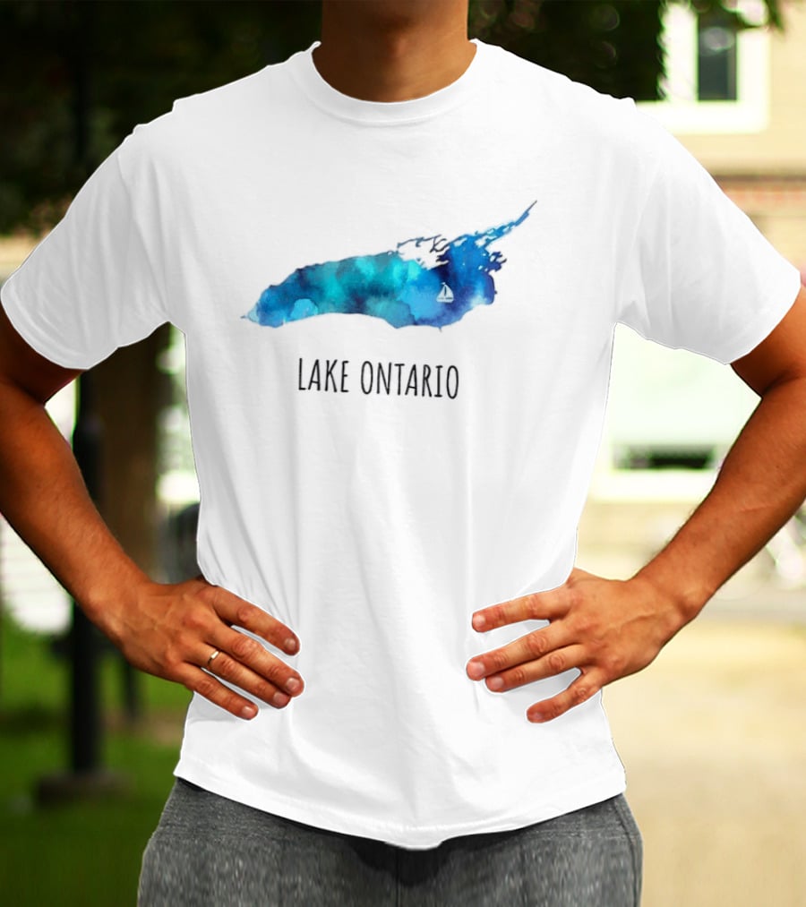 Lake Ontario Canada Map Watercolor T-Shirt