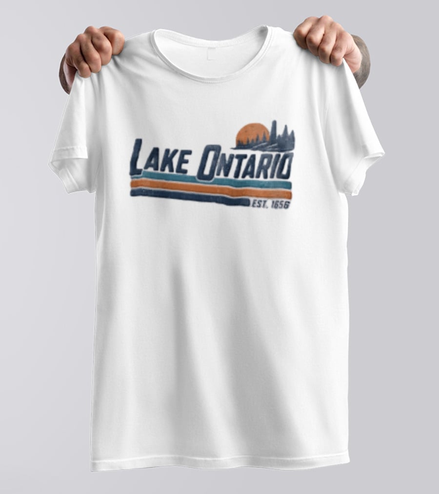 Lake Ontario Sunset Lighthouse EST 1656 Pine Trees T-Shirt