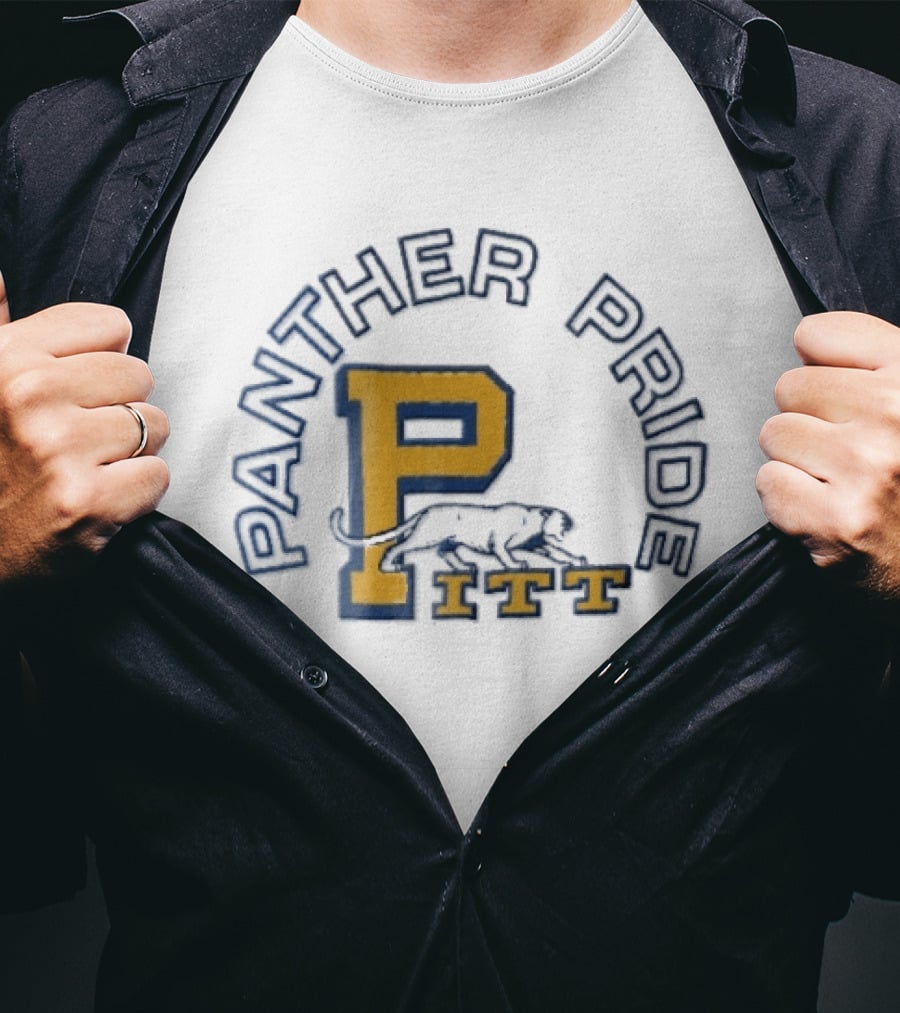 Panther Pride Crouching Feline Yellow Block Letter P Pitt T-Shirt
