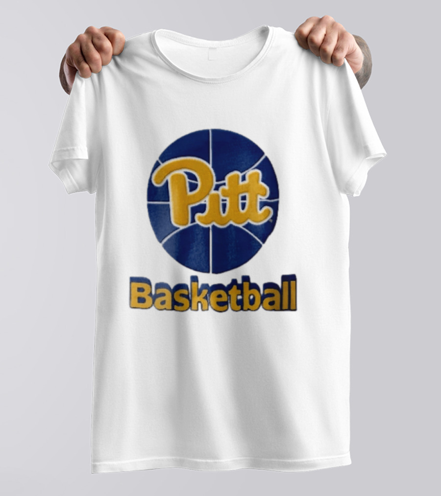 Pittsburgh Panthers Pitt Basketball Blue Sphere Yellow Script NCAA 3D T-Shirt