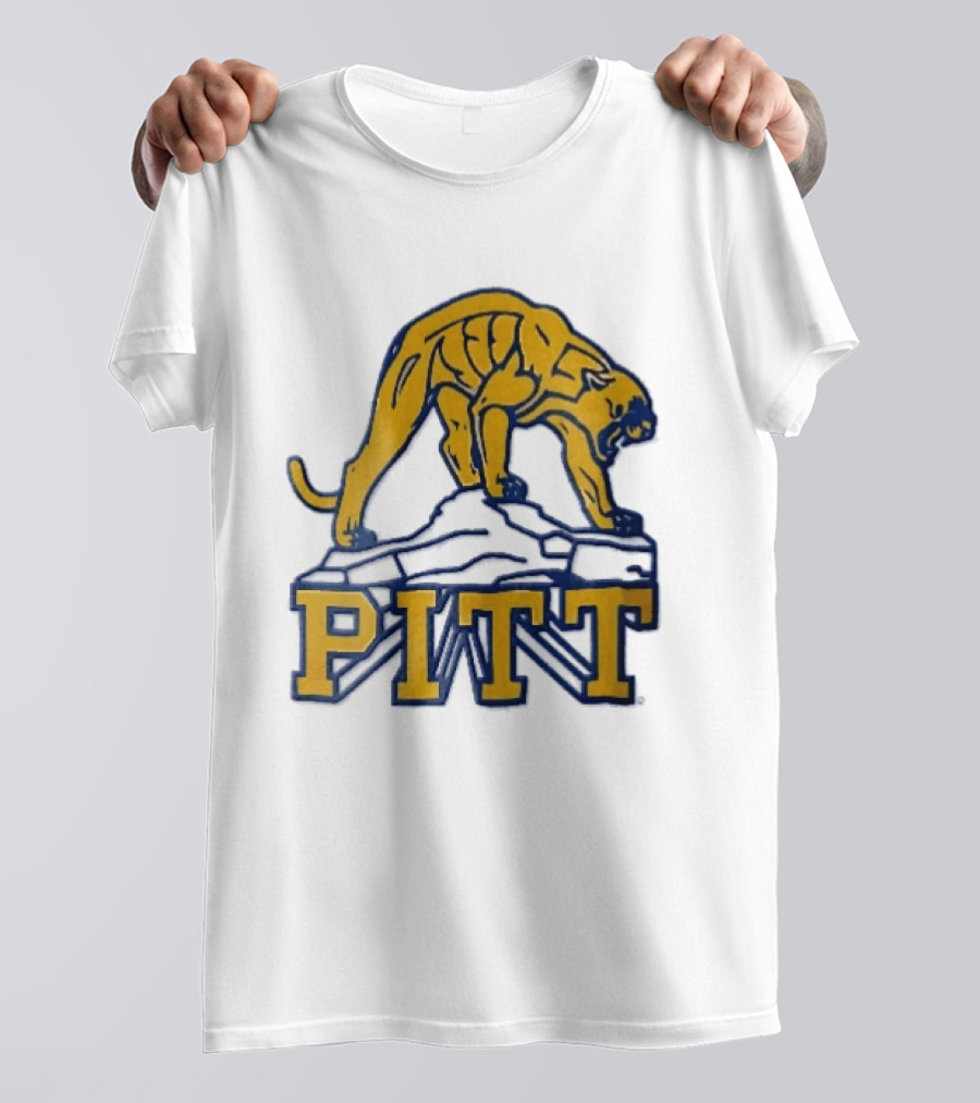 Pittsburgh Panthers Pitt Gold Panther Standing On Rock T-Shirt