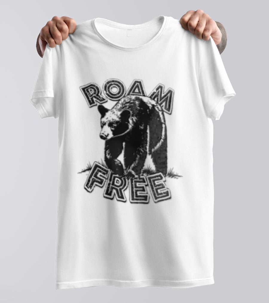 Roam Free Black Bear Distressed Walking Grass T-Shirt