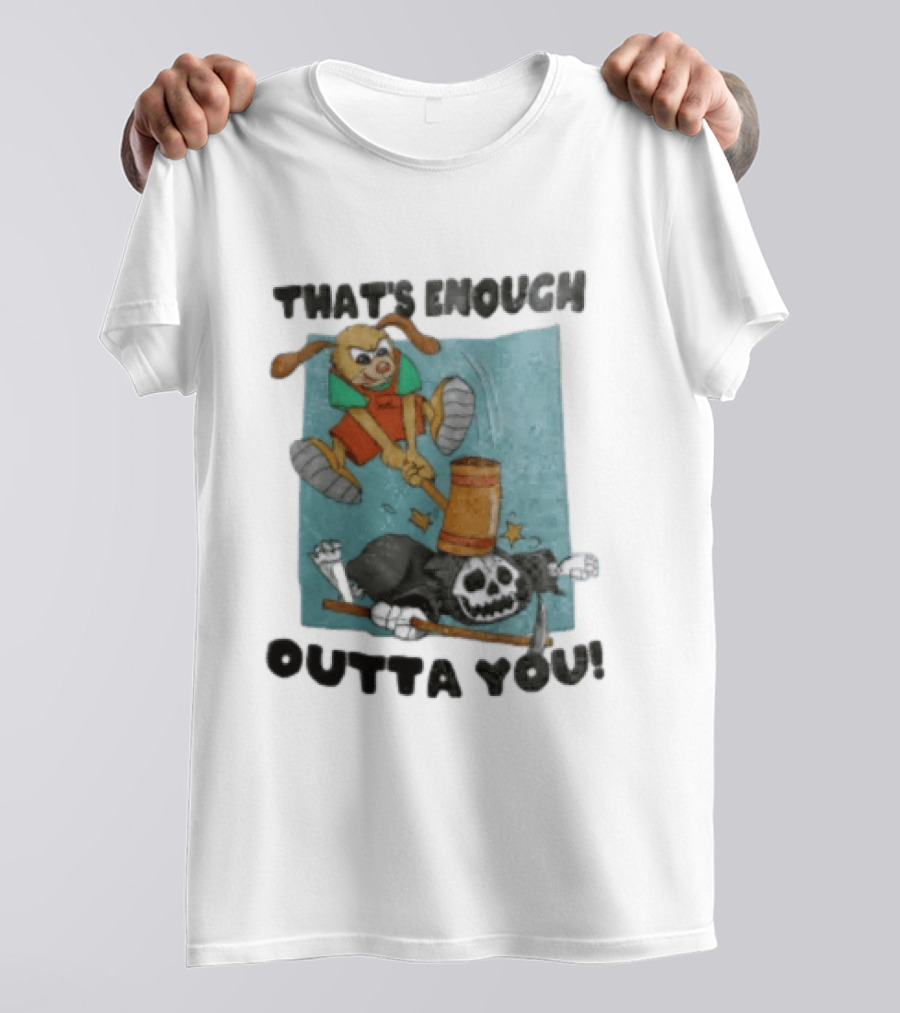 That's Enough Outta You Bunny Hitting Grim Reaper With Hammer T-Shirt